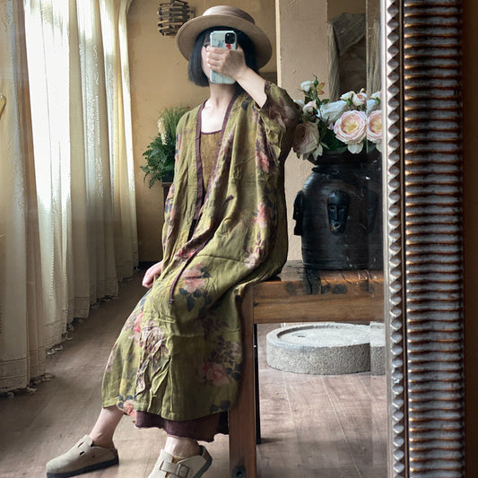 Veste midi fleurie vintage