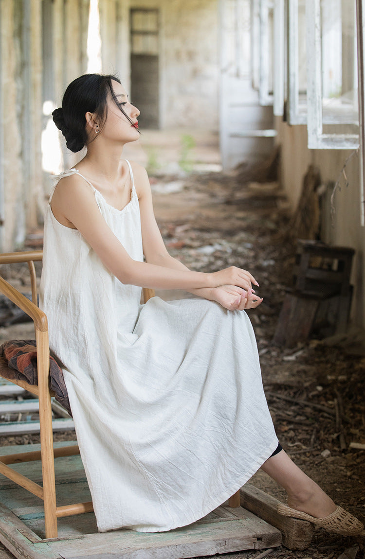 Robe bohème en lin ramie et brise