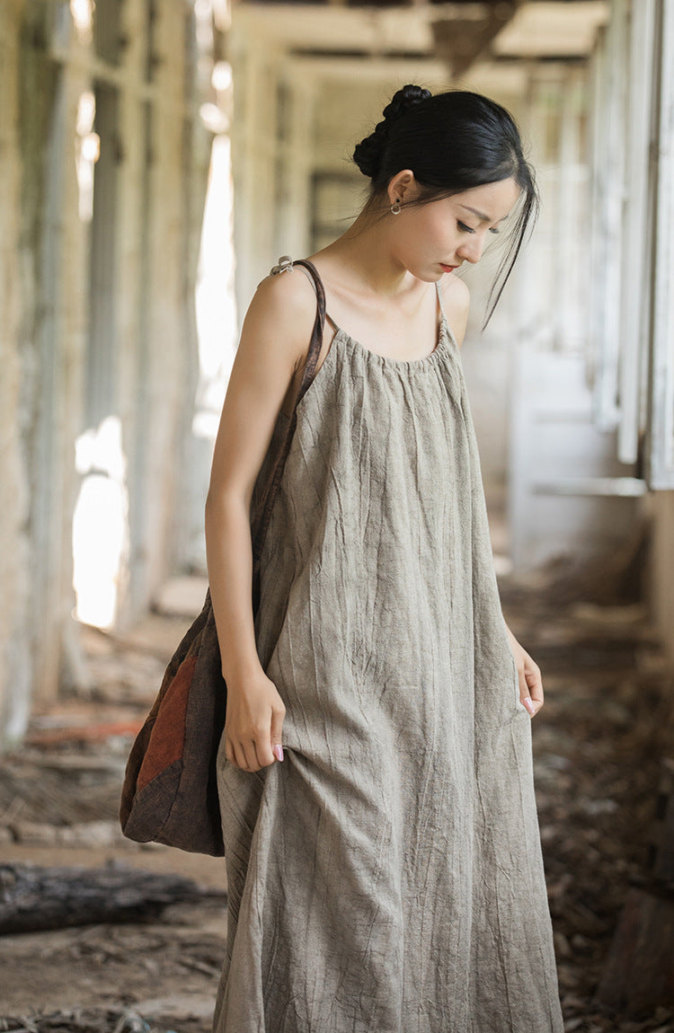 Robe bohème en lin ramie et brise