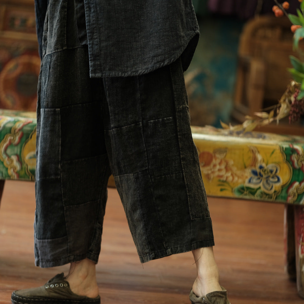 Pantalon de printemps patchwork vintage