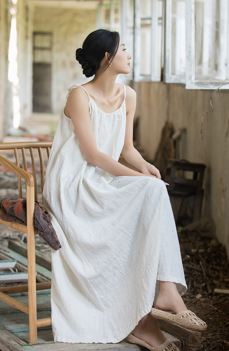 Robe bohème en lin ramie et brise