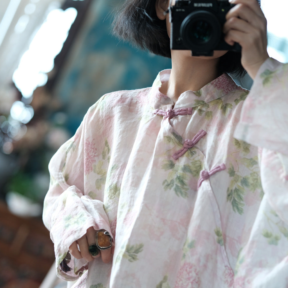 Chemisier vintage à fleurs et coupe-vent