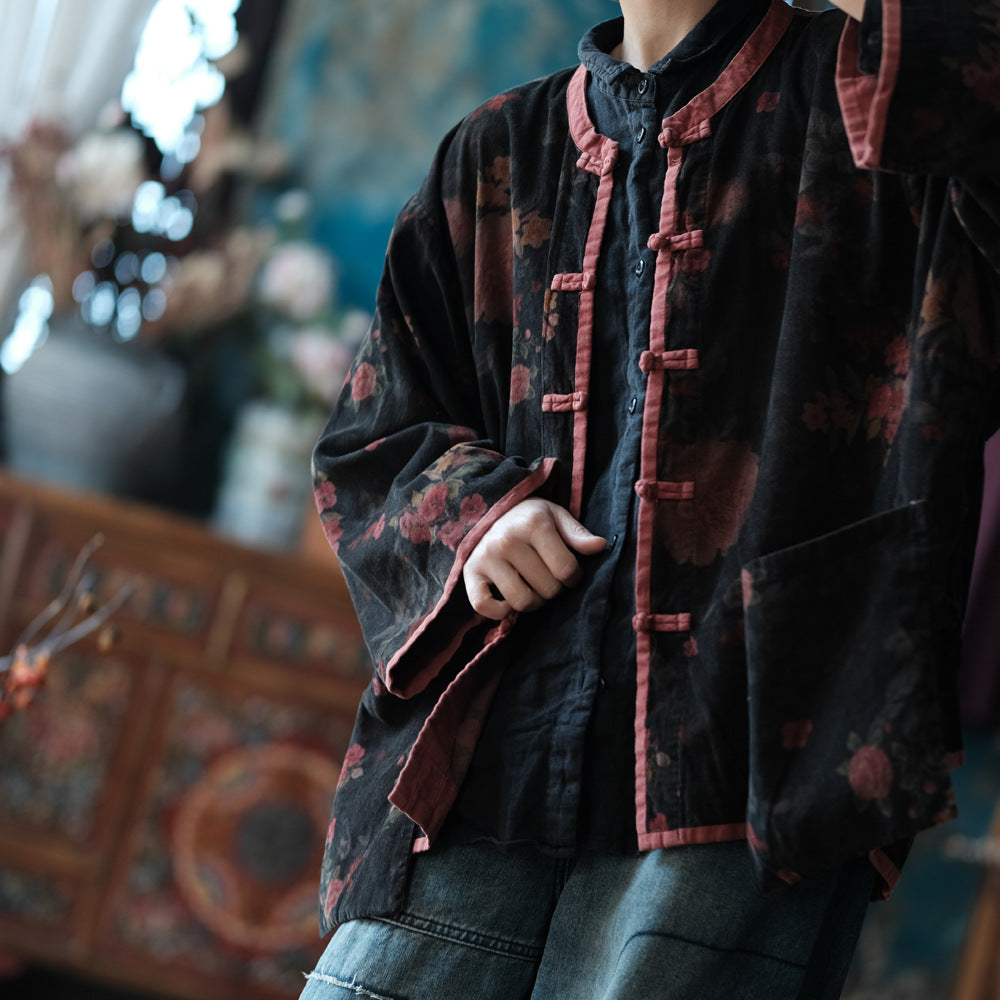 Veste en velours à fleurs vintage