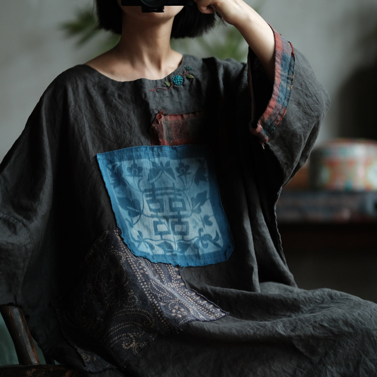 Indigo Relic Linen Dress