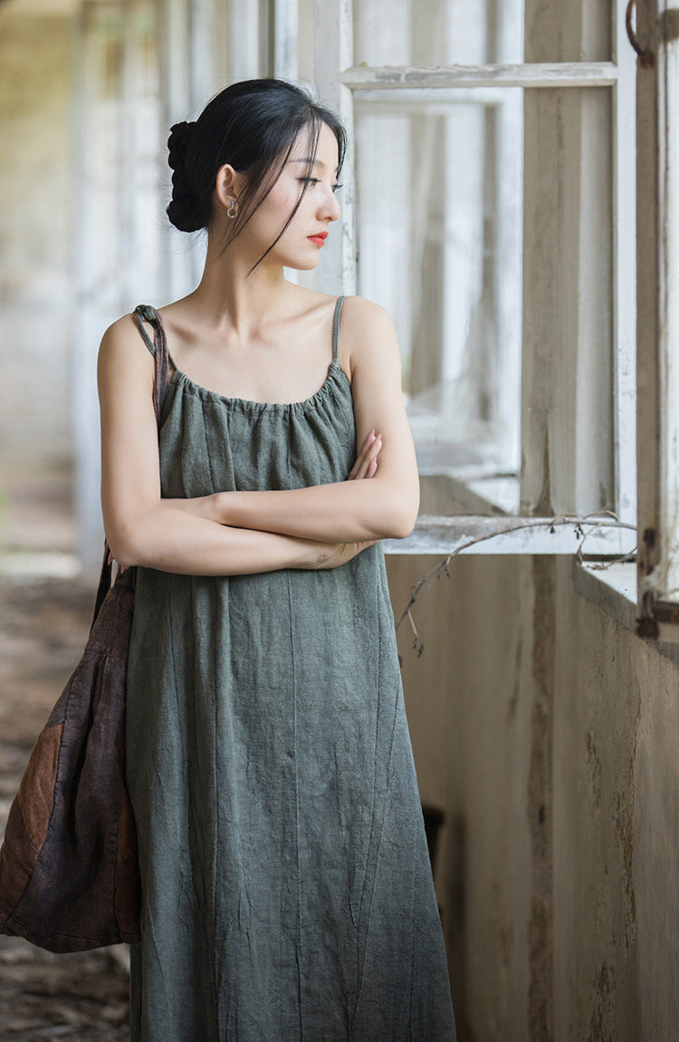 Robe bohème en lin ramie et brise