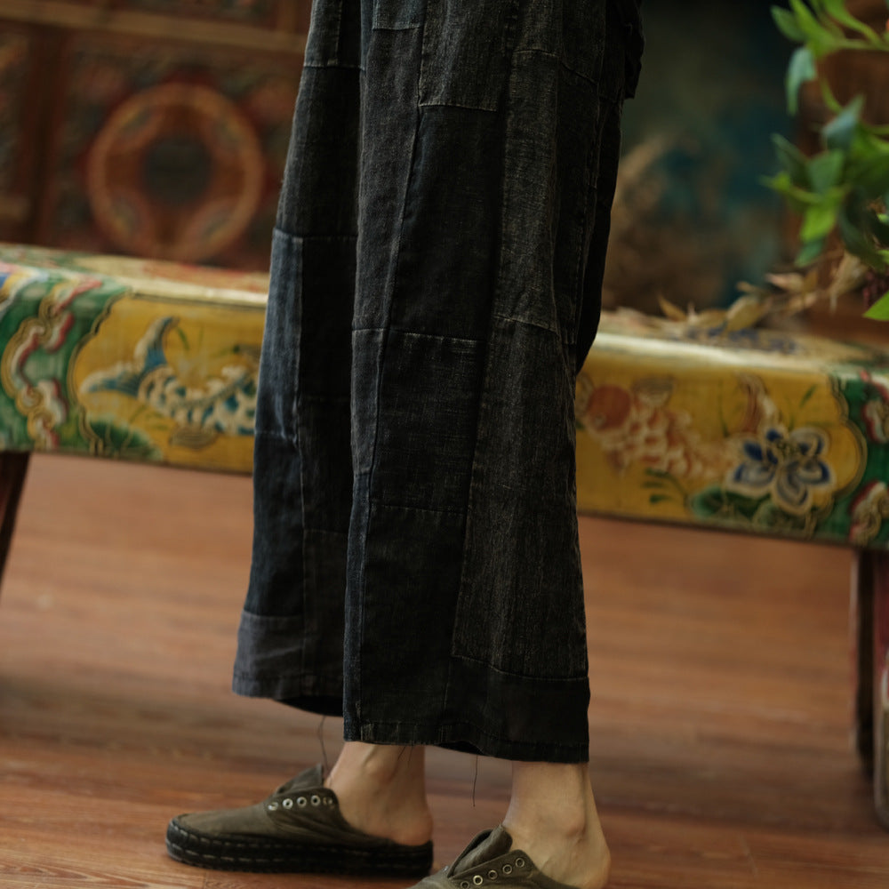 Pantalon de printemps patchwork vintage