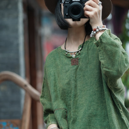 Moss Haven Snow-Washed Linen Dress