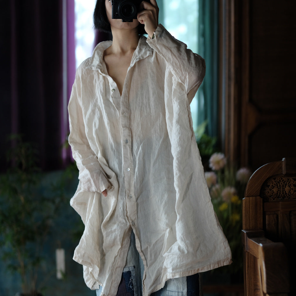 Chemise vintage surdimensionnée en lin