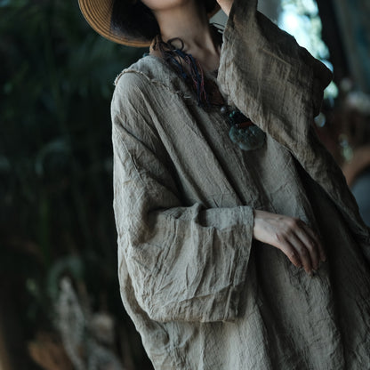 Earthfall Patchwork Linen Dress