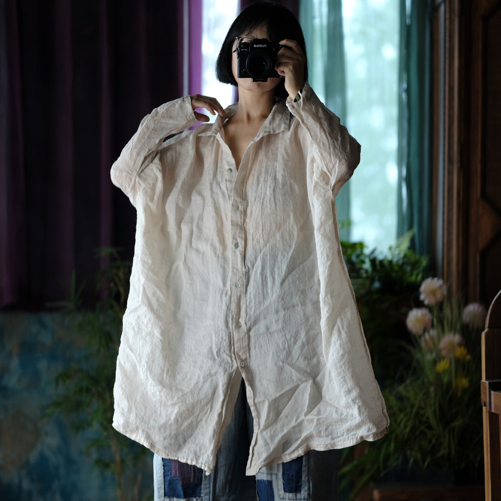 Chemise vintage surdimensionnée en lin