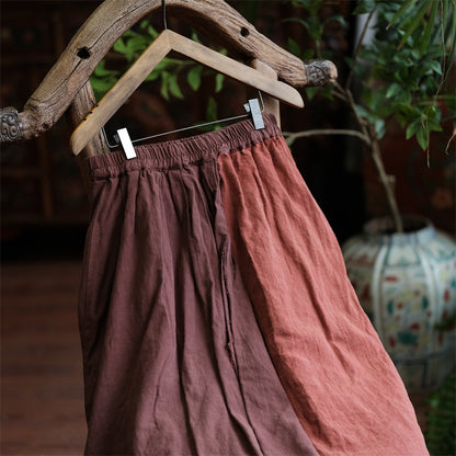 Vintage Harmony Patchwork Linen Skirt