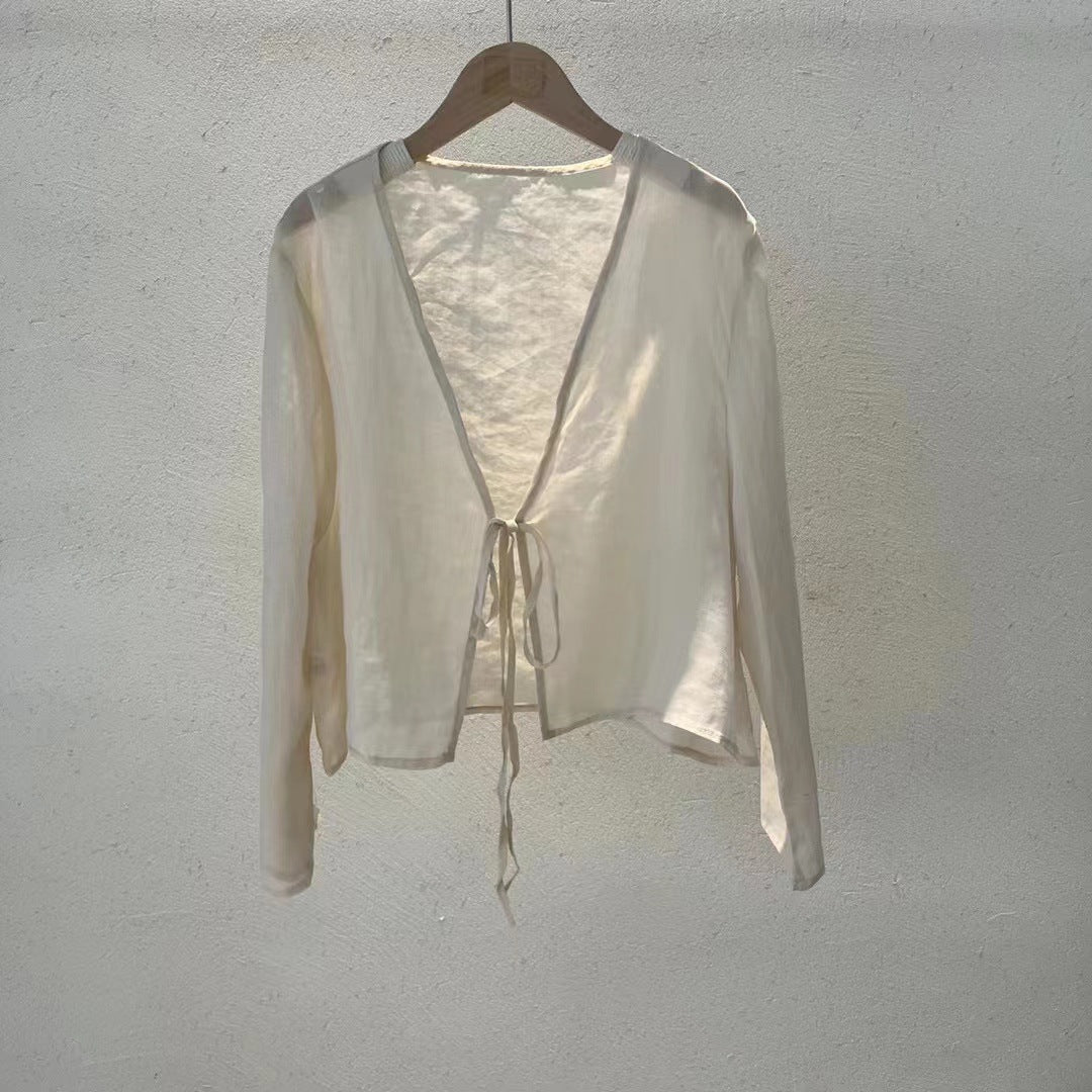 Chemisier en lin à nouer Rami