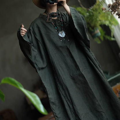Shadow Moss Oversized Linen Dress