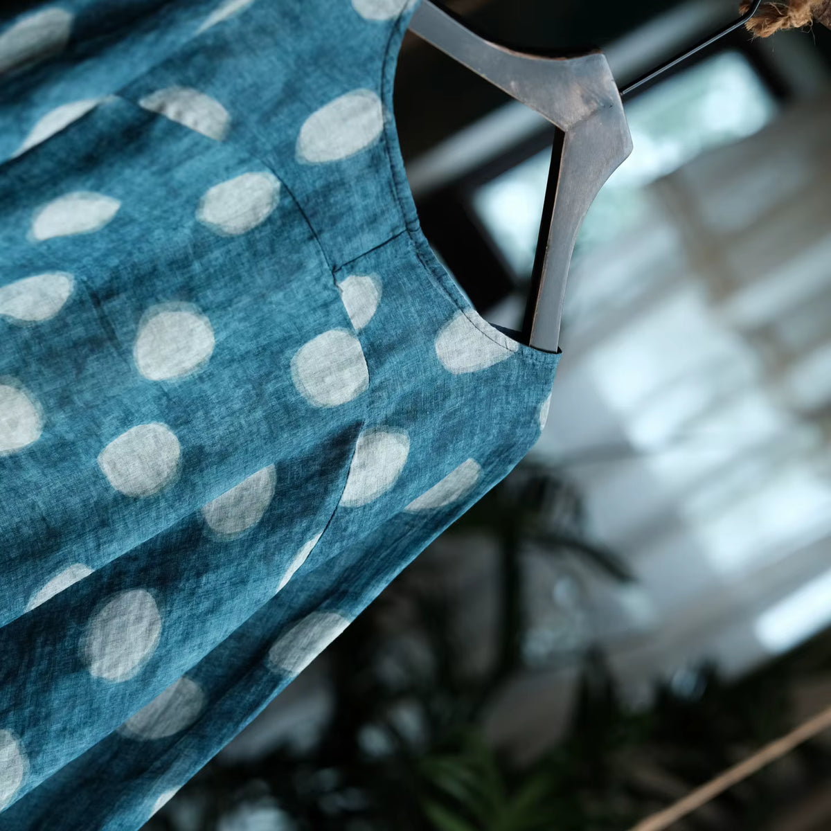 Dotted Ramie Batwing Blouse