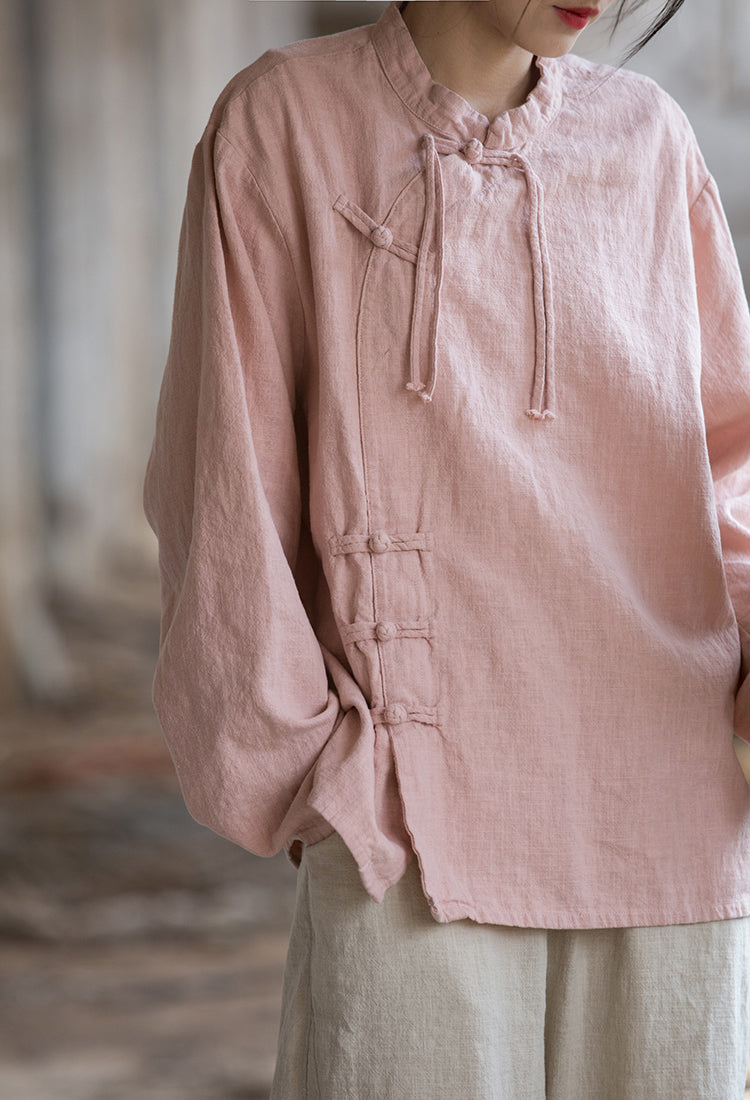 Chemisier en lin à croix de lotus