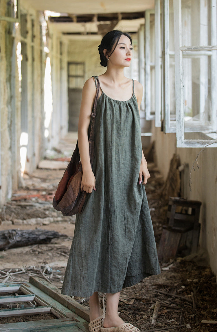 Robe bohème en lin ramie et brise