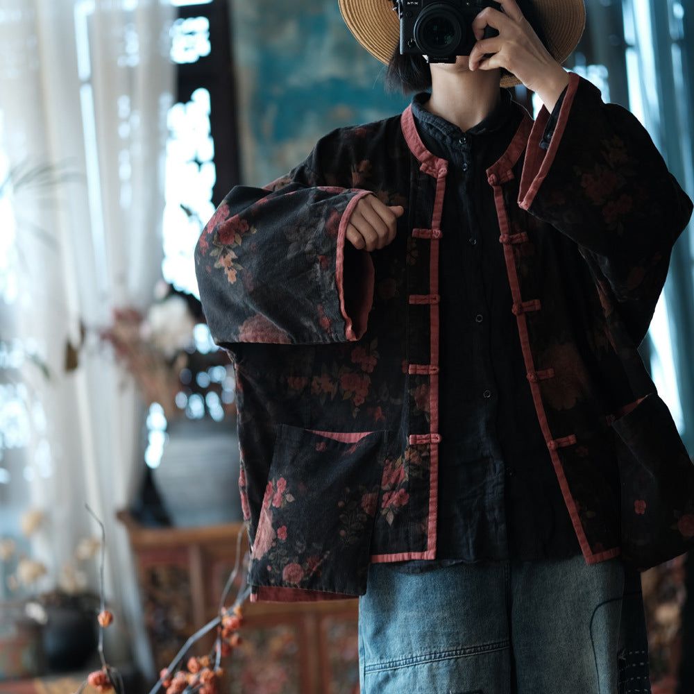 Veste en velours à fleurs vintage