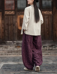 Linen Ramie Harem Pants - Boho Summer Trousers