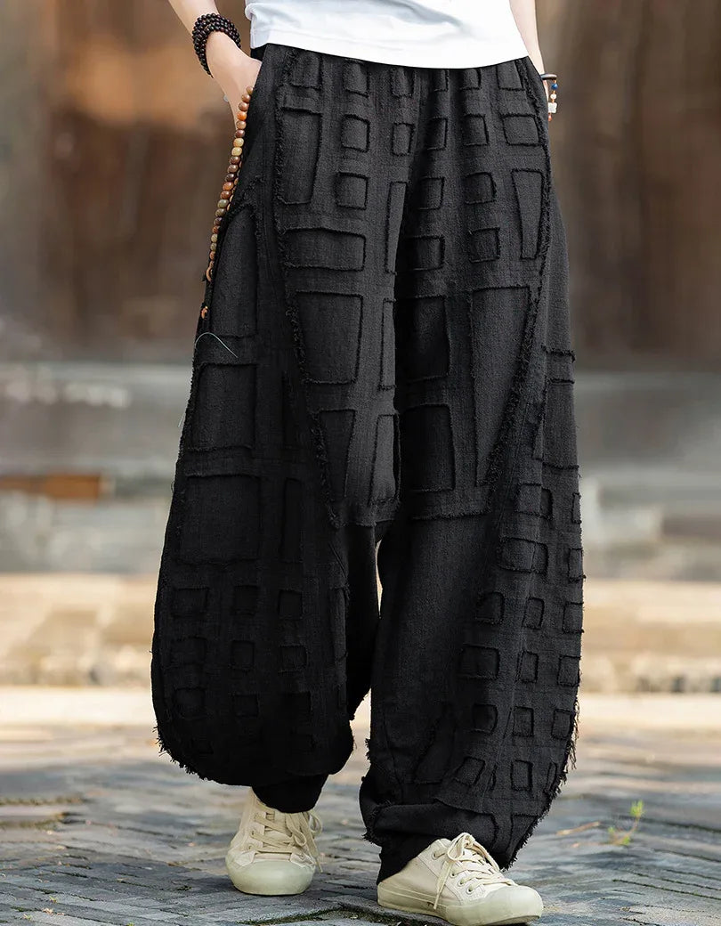Pantalones Harem de Lino y Ramio – Estilo Bohemio, Corte Holgado de Verano