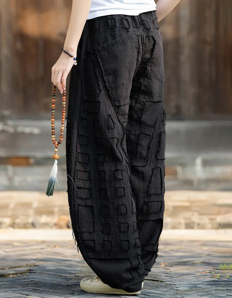 Pantalones Harem de Lino y Ramio – Estilo Bohemio, Corte Holgado de Verano