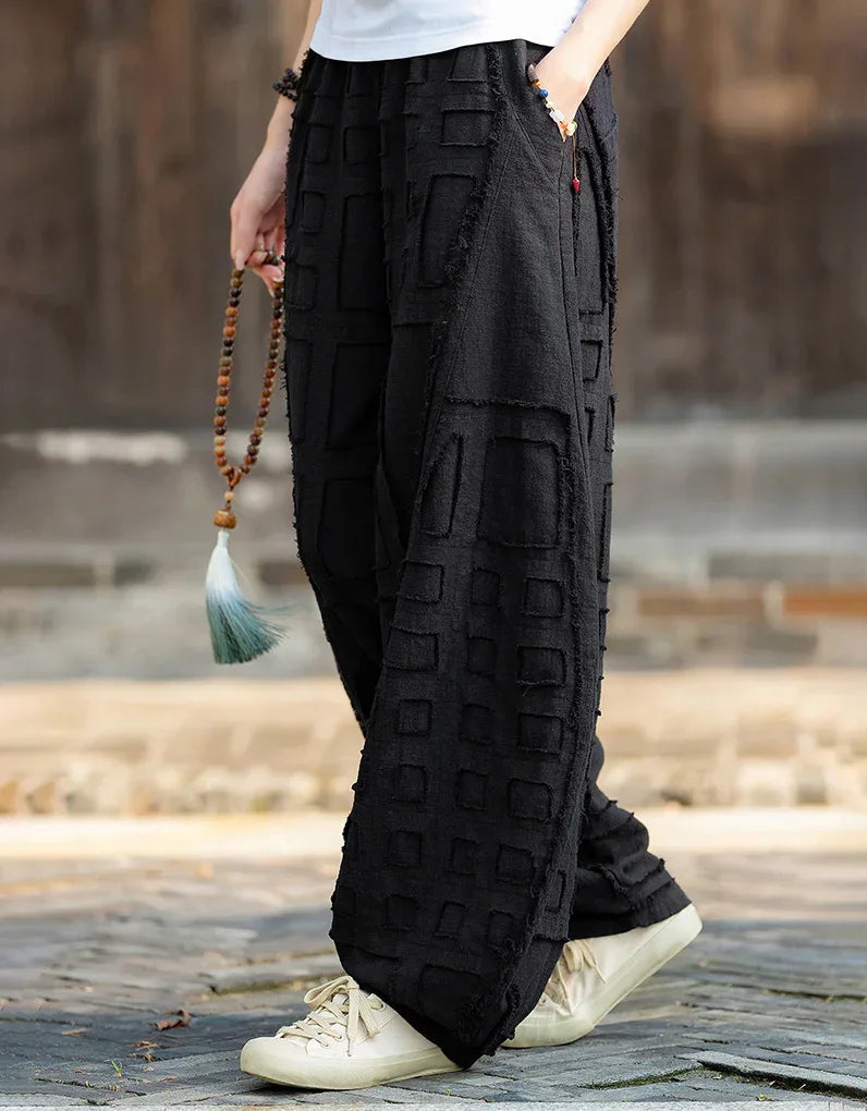 Pantalones Harem de Lino y Ramio – Estilo Bohemio, Corte Holgado de Verano
