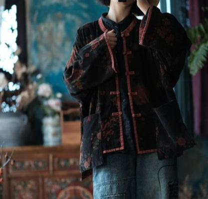 Veste en velours à fleurs vintage