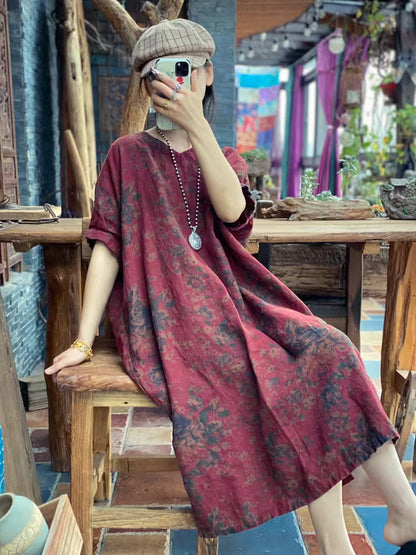 Robe en lin à fleurs rustiques