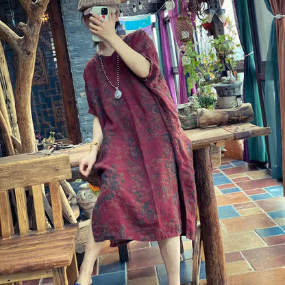 Robe en lin à fleurs rustiques