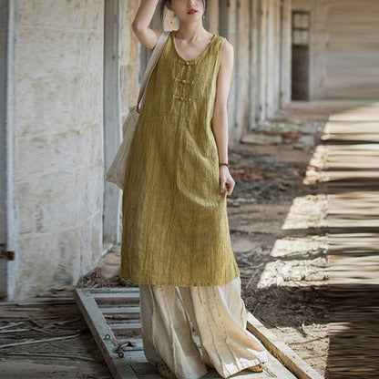 Linen Cotton Tunic Dress - Natural Boho Style