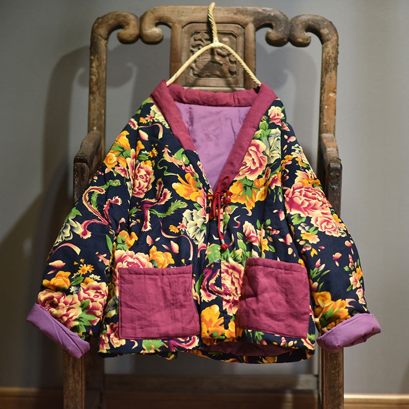 Veste matelassée à fleurs patchwork vintage