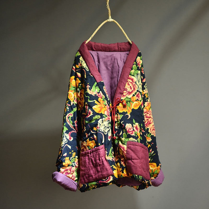Veste matelassée à fleurs patchwork vintage