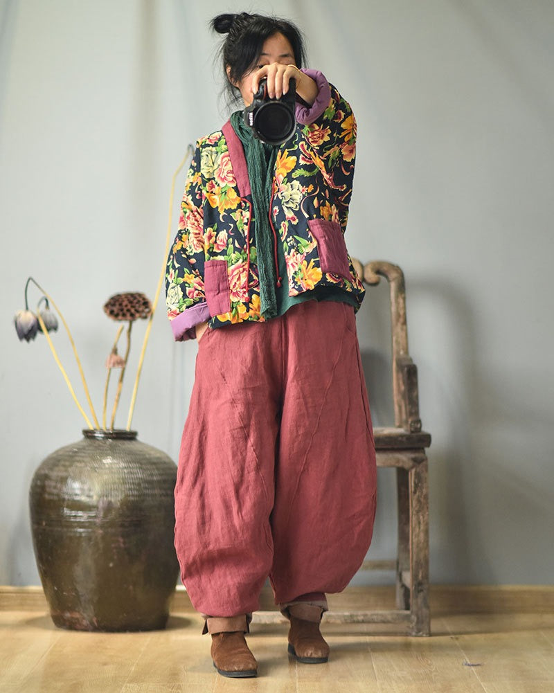Veste matelassée à fleurs patchwork vintage
