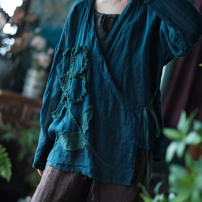 Aoi 3D Embroidered Ramie Blouse 2