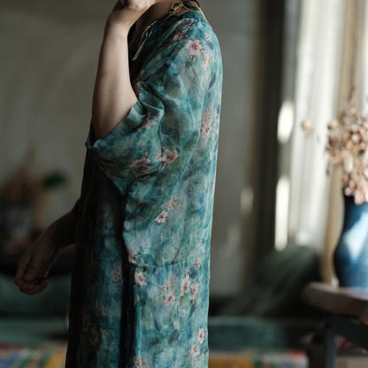 Elowen Vintage Floral Ramie Maxi Dress – view 12