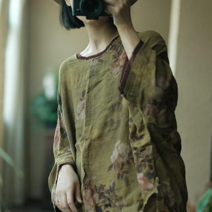 Olive Reverie Raw-Edge Cotton Blouse – view 5