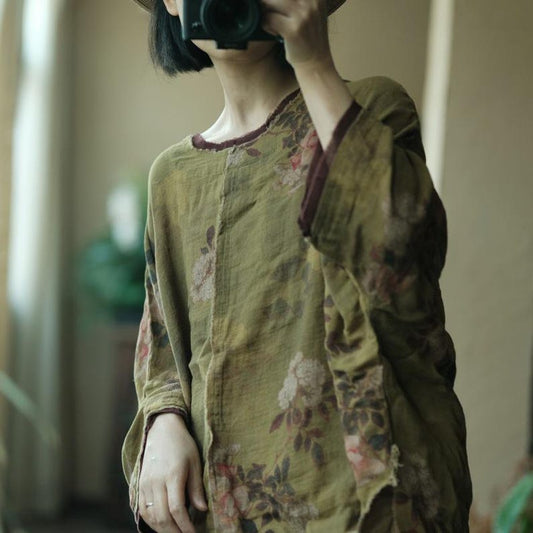 Olive Reverie Raw-Edge Cotton Blouse – view 5